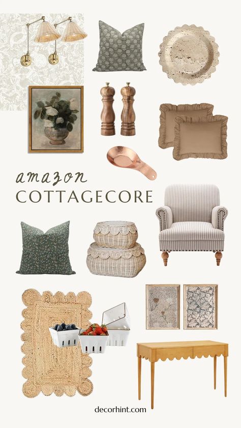 Transform your space into a cottagecore haven with these delightful Amazon home finds! Explore enchanting decor pieces that capture the essence of countryside living. Elevate your home with rustic elegance and vintage-inspired charm Farmhouse Chic Aesthetic, Cottage Core Amazon Finds, Cottage Core House Decor, Cottagecore Home Aesthetic, Cottagecore Decor Ideas, Soft Cottagecore Aesthetic, Elegant Cottagecore, Hobby Room Design, Cottagecore Design