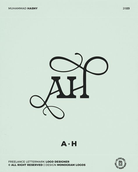 Design of the AH Lettermark Logo M H Monogram, A N Monogram, Ah Logo, A Monogram, A And M Monogram, Nh Monogram Logo, Ah Monogram, Ah Monogram Logo, Lettermark Logos