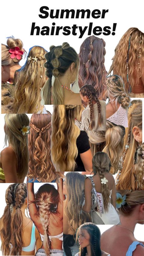 4th Of July Hairstyles For Medium Hair, Mama Mia Inspired Hairstyles, Island Hairstyles Braids, Hairstyles To Wear To The Pool, Long Hair Beach Hairstyles, Hairstyles For Lake Days, Hairstyles For A Pool Party, Tropical Hairstyles Beach, Summer Hair Dos