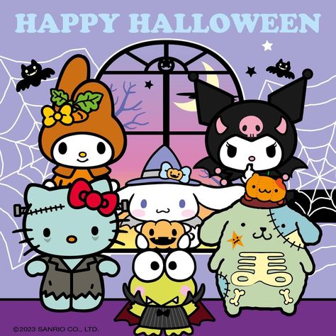 https://sanrio.com Sanrio Halloween, Friend Painting, Walpaper Hello Kitty, Cute Wallpapers For Ipad, Hello Kitty And Friends, Sanrio Wallpaper, Hello Kitty Pictures, Kawaii Aesthetic, Hello Kitty Wallpaper