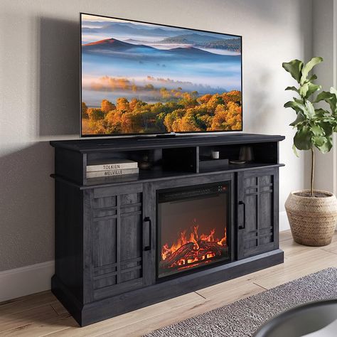 BELLEZE 47" TV Stand with 18" Electric Fireplace, Modern Electric Fireplace TV Stand for TVs up to 50" Media Electric Fireplace, Modern Electric Fireplace, Electric Fireplace Tv, Rustic Tv Stand, Electric Fireplace Heater, Farmhouse Tv Stand, Electric Fireplace Tv Stand, Fireplace Heater, Tv Stand Console