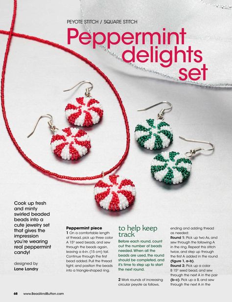 Xmas Beads, Seed Bead Patterns Free, Seed Bead Bracelet Patterns, Holiday Beading, Seed Bead Patterns, Beaded Christmas Ornaments, Beaded Jewelry Tutorials, Christmas Bead, Seed Bead Tutorial