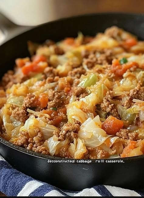 Unstuffed Cabbage Rolls – choose a recipe Cabbage And Ground Beef, Napa Cabbage Recipes, Unstuffed Cabbage Rolls, Cabbage Casserole Recipes, Can Diced Tomatoes, Stuffed Cabbage Rolls, Small Cabbage, Grandma's Recipes, Unstuffed Cabbage