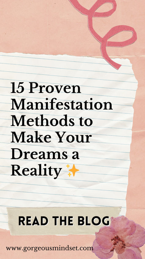 Unlock the power of manifestation with these 15 easy-to-follow techniques!   Learn how to manifest your goals, from scripting and vision boards to the 369 method and gratitude practice.   Whether you're new to the law of attraction or a seasoned pro, these methods will help you attract success and abundance.   Ready to manifest your dream life? 🌟   Read more on Gorgeous Mindset!   #ManifestationMethods #LawOfAttraction #ManifestYourDreams #PositiveMindset #GoalSetting #Mindfulness" The 369 Method, 369 Manifestation Method, 369 Method, Manifestation Methods, Attract Success, Power Of Manifestation, Make Your Dreams A Reality, Gratitude Practice, Manifestation Techniques