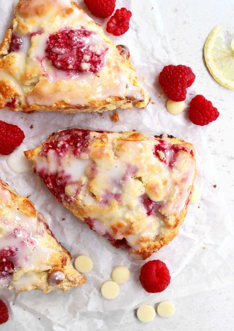 White Chocolate Raspberry Scones (with VIDEO) - Scientifically Sweet Chocolate Raspberry Scones, Soda Breads, White Chocolate Raspberry Scones, White Chocolate Scones, Scientifically Sweet, Rock Cakes, Raspberry Scones, How To Make Scones, Raspberry White Chocolate