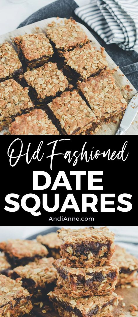 One Bowl Date Nut Oat Bars, Oat And Date Bars, Date Squares Healthy, Matrimonial Cake Date Squares, Recipes Using Date Syrup, Date Paste Recipes Baking, Dried Date Pieces Recipes, Easy Date Recipes, Date Squares Old Fashioned