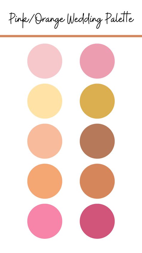 Orange Pink Cream Wedding, Pink Orange White Wedding, Pastel Pink And Orange Wedding, Pink Yellow And Orange Wedding, Fall Pink Wedding Color Schemes, Yellow Orange Pink Wedding, Orange And Pink Wedding Theme, Orange Wedding Palette, Pink And Yellow Wedding Theme