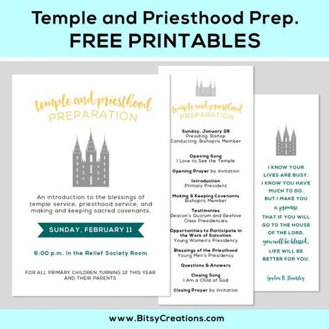 Temple and Priesthood Preparation FREE PRINTABLES Lds Priesthood, Priesthood Preview, Primary Presidency, Primary Program, Primary Chorister, Activity Day Girls, Meridian Idaho, Primary Singing Time, Opening Prayer