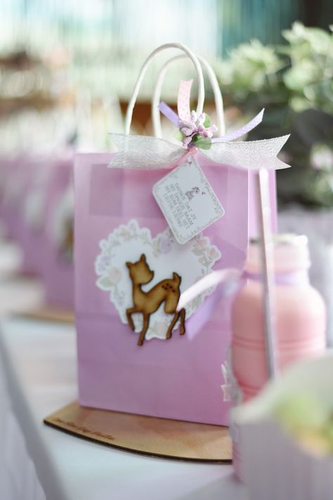 Deer Favor Sack from a Bambi + Girly Woodland Birthday Party on Kara's Party Ideas | KarasPartyIdeas.com (25) Animal Centerpieces, Bambi Party, Bambi Birthday, Felt Woodland, Party Checklist, 1st Birthday Party For Girls, Woodland Birthday Party, Woodland Birthday, 1st Birthday Themes