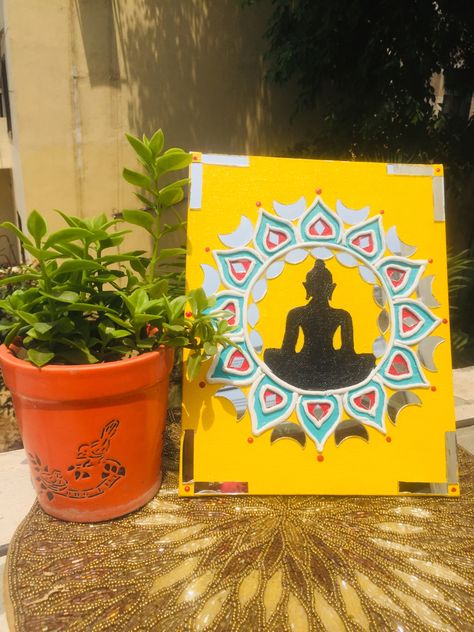 Buddha painting with mirror art Buddha Lippan Art, Painting With Mirror, Mud Mirror Art, Lippan Art, Buddha Painting, Mirror Art, Mirror Work, Arts And Crafts, The Creator