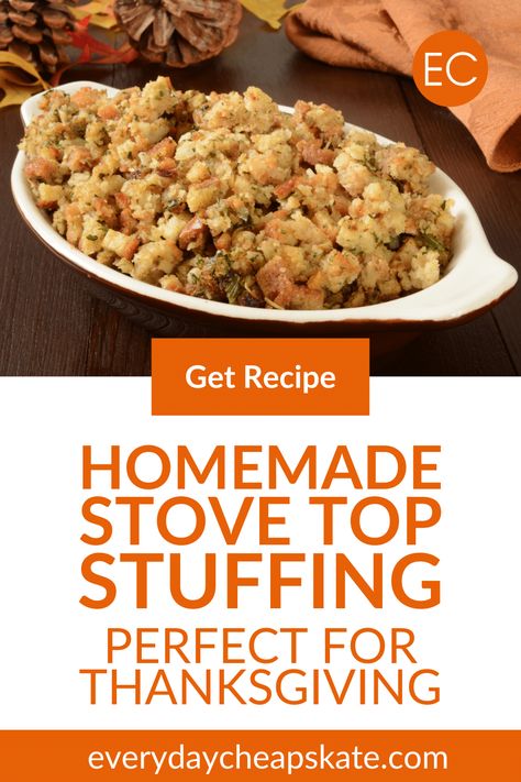 Copy Cat Stove Top Stuffing Recipe, Stove Top Stuffing In Crockpot, Stove Top Dressing Recipes, Homemade Stovetop Stuffing, Stove Top Dressing, Easy Stuffing Recipe Thanksgiving, Easy Homemade Stuffing, Stuffing Recipes Thanksgiving, Stuffing Mix Recipes