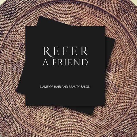 Simple Elegant Black and White Referral Card - refer a friend business cards Referral Cards, Refer A Friend, Cleaning Business, Hair And Beauty Salon, Simple Elegant, Business Cards, Black And White, Stars, White