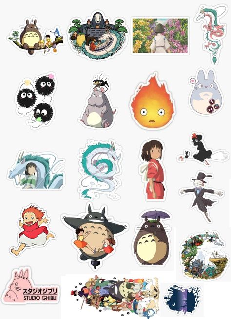 Studio Ghibli Printables, Ghibli Stickers Printable, Studio Ghibli Stickers Printable, Ipad Cover Stickers, Anime Stickers Printable, Totoro Stickers, Studio Ghibli Stickers, Ghibli Stickers, Mini Books Diy