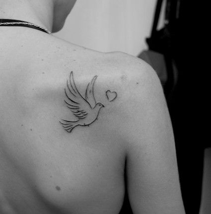 Dove Back Tattoo Women, Dove Tattoo On Collar Bone, Hummingbird And Dove Tattoo, Pretty Dove Tattoo, Dove Shoulder Tattoos For Women, Dove And Heart Tattoo, Dove Tattoo On Shoulder, Dove Tattoo Women, Dove Tattoo Design For Women