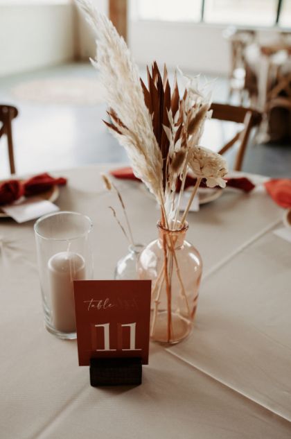 Boho Wedding Table Centrepiece, Ivory And Terracotta Wedding Table, Table Centerpieces Boho Wedding, Terracotta Table Centerpiece Wedding, Terracotta And Rust Wedding Decor, Terracotta Pampas Centerpiece, Boho Table Centrepiece, Terracotta Wedding Reception Decor, Boho Wedding Decorations Terracotta