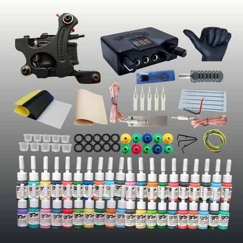 La Ink Tattoos, Professional Tattoo Kits, Coil Tattoo Machine, Tattoo Machine Kits, Tattoo Power Supply, Beginner Tattoos, Tattoo Equipment, Tattoo Needles, Tattoo Kits