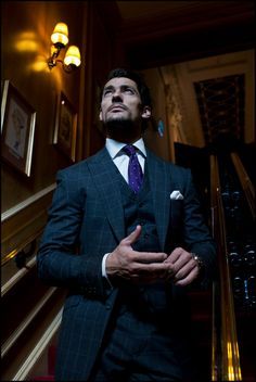 david-james-gandy. Best Male Models, Windowpane Suit, Nick Bateman, James D'arcy, A Night At The Opera, David James Gandy, David J, Plaid Outfits, David Gandy