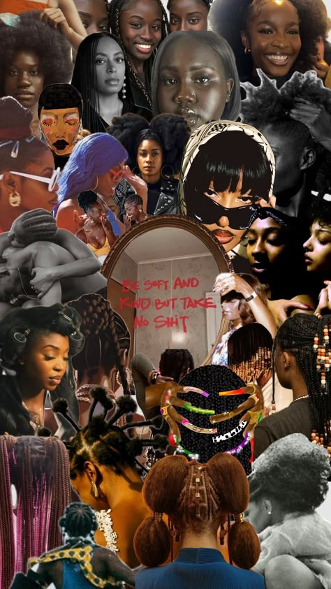 Black girl collage 🖤🖤🖤 #blackgirlaesthetic #blackgirl #collageart #collage Black Magazine Aesthetic, Black Women Collage, African American Wallpaper, 90s Aesthetic Black Women, Indie Aesthetic Collage, Hairstyles Collage, Bsu Ideas, Collage Phone Wallpaper, Iphone Makeover