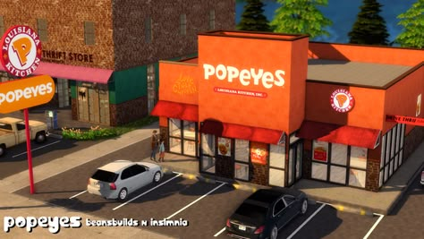 Sims 4 Jobs, Sims 4 Restaurant, Sims 4 City Living, Lotes The Sims 4, The Sims 4 Lots, Popeyes Chicken, Sims 4 Cc Kids Clothing, Play Sims 4, Sims Packs