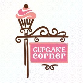 I envision this hanging on a bracket in the doorway to the kitchen! Bakery Names, Strawberry Sweets, Cupcake Shop, Cupcake Logo, Baking Logo, Make Your Own Logo, Google Logo, Clever Logo, Cupcake Bakery