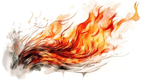 Fire Element Tattoo Ideas, Abstract Fire Tattoo, Fire Line Drawing, Fire Abstract Art, Fire Background Drawing, Fire Element Art, Watercolour Fire, Flames Sketch, Watercolor Flames