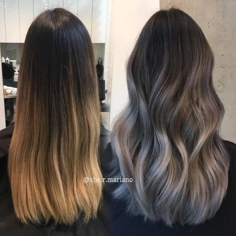 Brown Ombré Hair, Ash Hair Color, Color Balayage, Gorgeous Hair Color, Hair Dye Ideas, Ash Blonde Hair, Grey Ombre, Ombré Hair, Ash Brown