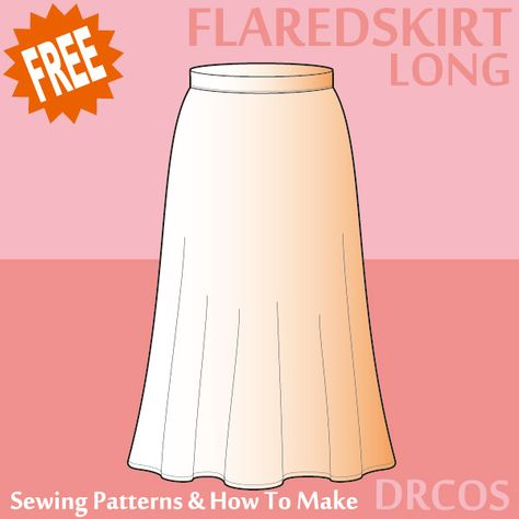 Long flared skirt Sewing Patterns | DRCOS Patterns & How To Make Drcos Patterns, Bridesmaid Skirt And Top, Skirt Sewing Patterns, Flared Skirt Pattern, Sewing Patterns Skirt, Long Flared Skirt, Skirt Pattern Free, Bridesmaid Skirts, Japanese Sewing Patterns