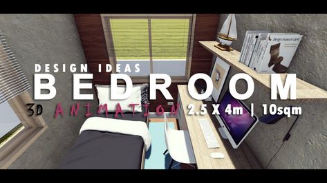 SMALL BEDROOM DESIGN IDEAS | 2.5 X 4m | 10sqm | 3D Animation 10sqm Bedroom Ideas, Small Bedroom Design Ideas, Small Bedroom Designs, Bedroom Design Ideas, 3d Video, Bag Ideas, Design Museum, Room Decor Bedroom, Small Bedroom