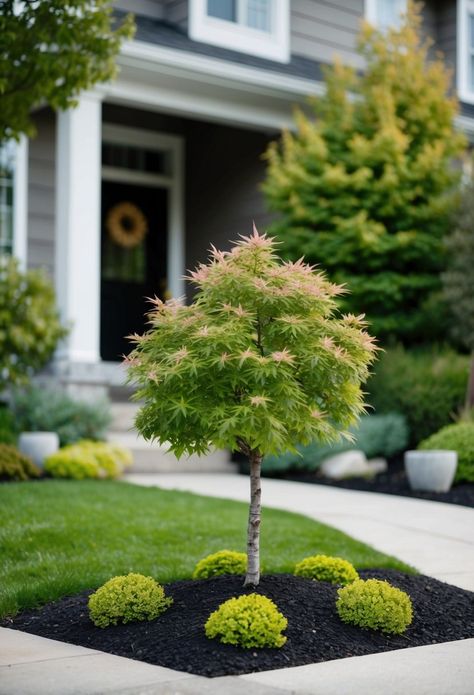 planters Small Front Yard Curb Appeal, Curbside Landscaping, Mini Rock Garden, Small Front Yard Landscaping Ideas, Mobile Home Landscaping, Small Front Yards, Front Yard Curb Appeal, Trees For Front Yard, Front Yards Curb Appeal