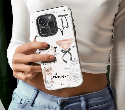 Aries Phone Case - Zodiac Sign Gift - Celestial Collage - Impact Resistant Cases - Wireless Charging Capable - Aesthetic Phone Case Celestial Collage, Aesthetic Phone Case, Aesthetic Phone, Collage Design, Stay Connected, Zodiac Sign, Wireless Charging, Blending, Halloween Shopping