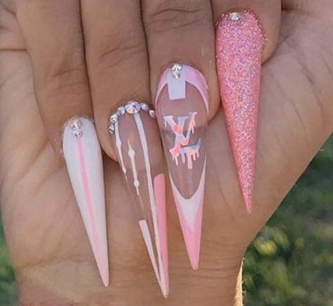 Louis Vuitton Drip Nail Decal  #nails #louisvuitton Louis Vuitton Inspired Nails, Hello Kitty Louis Vuitton Nails, Lv Nails Louis Vuitton Pink, Louis Vuitton Nails Coffin, Louis Vuitton Press On Nails, Monogram Nails, Louis Vuitton Nails, Nail Bags, Stilleto Nails Designs