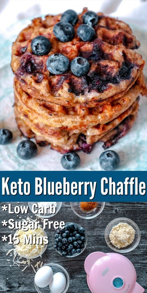 Blueberry Chaffle, Chaffle Recipe, Keto Blueberry, Blueberry Waffles, Waffle Maker Recipes, Clean Keto, Lazy Keto, Keto Diet List, Breakfast Low Carb