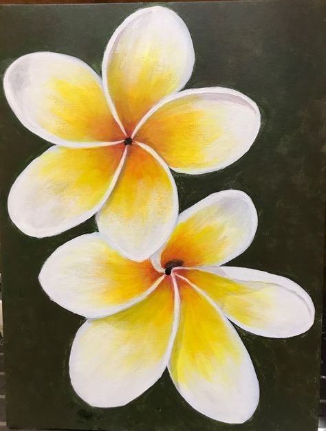 Luau Drawing Ideas, Hawaiian Flower Painting Easy, Hibiscus Flower Painting Easy, Hawaii Flower Painting, Hawaiian Painting Ideas, Hawaii Painting Easy, Hawaiian Flowers Drawing, Hawaiian Flower Painting, Frangipani Painting