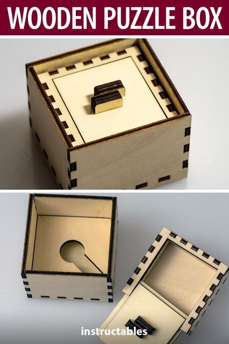 Diy Wood Puzzle, Puzzle Box Diy, Free Laser Cut Files, Wood Puzzles Diy, Wood Puzzle Box, Japanese Puzzle Box, Jigsaw Projects, Japanese Puzzle, Wooden Puzzle Box