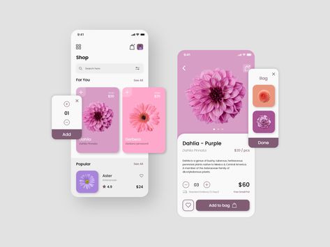 Flower Shop Mobile App Exploration by Murakabiman Flower App Icon, Flower Cafe, Shop Mobile, Flower App, Flower Mobile, Simple Designs To Draw, App Design Inspiration, Mood And Tone, Floral Studio