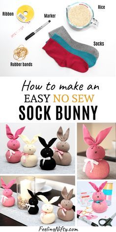 The Easiest Easter Bunny Craft using Unmatched Socks {No-Sew} No Sew Sock Bunny, Sock Bunnies, Easter Bunny Craft, Diy Osterschmuck, Sock Bunny, Bunny Craft, Easter Crafts For Adults, Sock Crafts, Easy Easter Crafts