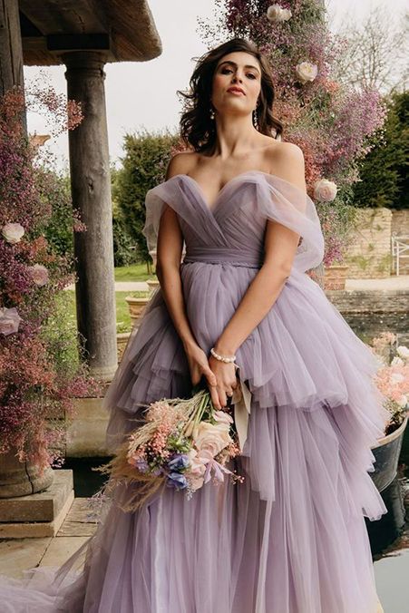 Pastel Purple Wedding Dress, Lavender Wedding Dress The Bride, Lilac Wedding Dress, Lavender Wedding Dress, Pastel Wedding Dresses, Non White Wedding Dresses, Pastel Color Dress, Colored Wedding Gowns, Puffy Wedding Dresses