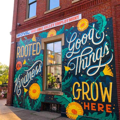 Gorgeous Hand-Lettering Artworks by Alix Northrup | Daily design inspiration for creatives | Inspiration Grid Selfie Wall, Garden Mural, School Murals, Murals Street Art, Mural Design, Local Art, Mural Wall Art, Mural Painting, Art Classroom