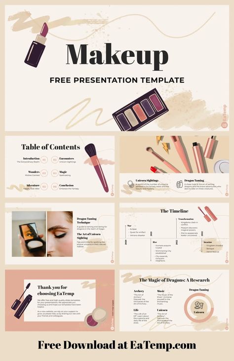 Makeup PowerPoint Presentation Template - Free PowerPoint Templates, Google Slides, Figma Deck And Resume Makeup Presentation, Free Powerpoint Templates, Point Design, Presentation Design Template, Template Google, Slides Template, Presentation Template Free, Powerpoint Presentation Templates, Powerpoint Design