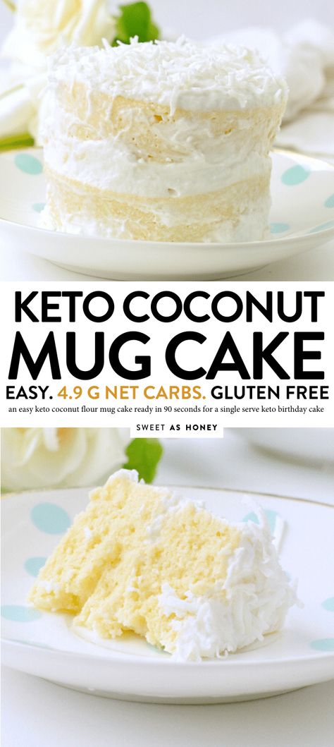 Keto Coconut Mug Cake, Coconut Cake Healthy, Keto Mug Cakes Easy, Keto Microwave Recipes, Keto Mug Desserts, Keto Vanilla Mug Cake, Low Carb Cakes, Coconut Mug Cake, Mug Cake Keto