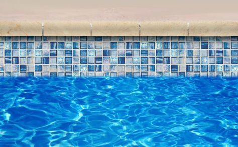 -  Glass waterline tile, maybe the spa? Pool Mosaic Ideas, Plaster Pool, Pool Border, Waterline Pool Tile, Pool Tile Designs, Tile Pool, Mosaic Border, Pool Mosaic, Mosaic Pool Tile