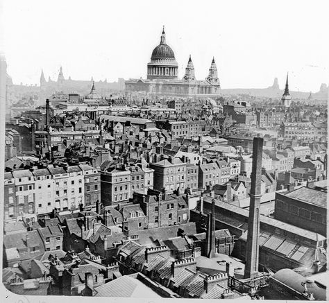 On the rooftops of London. (1860-1883) by National Library of Ireland on The Commons, via Flickr Today Thought, London Rooftops, Historical London, St Paul's Cathedral, Victorian London, Living In London, London History, Piccadilly Circus, St Pauls Cathedral