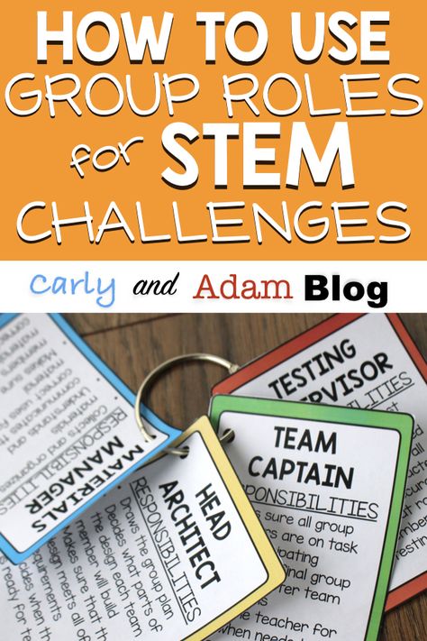 STEM Challenge Group Roles: Student group work can be a disaster, even during engaging activities like STEM challenges. Having clearly defined group roles promotes meaningful collaborative learning for all group members and provides students with opportunities to develop communication skills as they learn to work as a team. #stem #stemactivities Group Roles Elementary, Team Stem Challenges, Group Challenges Team Building, Low Prep Stem Challenges, Group Roles, Collaborative Stem Challenges, Steam Teacher, Playgroup Ideas, Teaching Stem