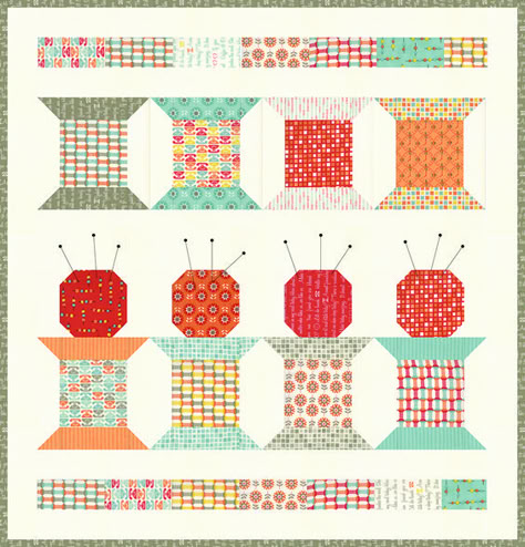 Sewing Machine Quilt Block, Classic Quilt Blocks, Recipes Tutorials, Spool Quilt, Hello My Friend, Sewing Machine Quilting, Row Quilt, Mini Quilt Patterns, Classic Quilts