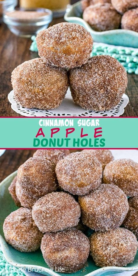 Apple Donut Holes Recipe, Apple Fritter Donut Holes, Fall Donut Holes, Apple Cinnamon Donut Holes, Apple Donut Muffins, Apple Cinnamon Donut Recipe, Donut Holes Recipe Baked, Apple Donut Holes, Apple Donuts Recipe