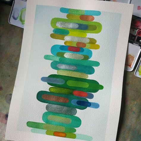 Sandrine Delamarre on Instagram: "#watercolorpainting #abstractwatercolor #lemoutonfeutre" Mcm Watercolor, Watercolor Squares, Fodder School, Watercolor Doodle, Mcm Art, Simple Watercolor, Artwork Inspiration, Art Watercolour, Water Colours