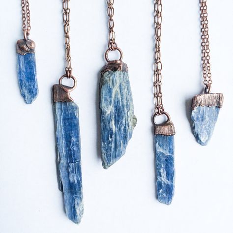 Necklace Stones, Kyanite Necklace, Kyanite Jewelry, Kyanite Crystal, Amulet Charm, Raw Stone Ring, Raw Crystal Necklace, Electroformed Jewelry, Healing Crystal Jewelry