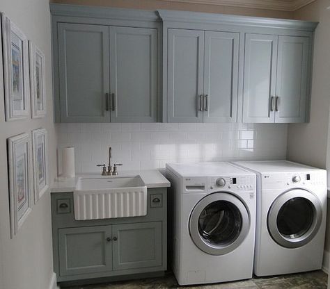 House Laundry Room, Laundry Room/mud Room, Basement Laundry Room, Dream Laundry Room, Basement Laundry, Farmhouse Laundry, Herringbone Backsplash, Laundry Room Cabinets, Laundry Room Remodel