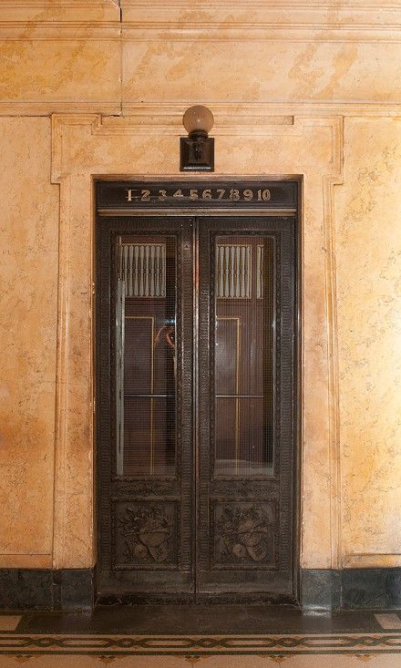 Old Elevator Aesthetic, Elevator Design, Elevator Door, Building Maintenance, Chicago Architecture, Stair Railing, Old Building, European Vintage, Stairs Design