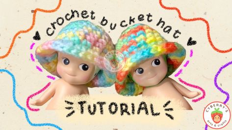 Sonny Angel Crochet Clothes Pattern, Sonny Angel Clothes Pattern, Sonny Angel Crochet Pattern, Crochet Bucket Hat Tutorial, Sonny Angel Crochet, Bucket Hat Tutorial, Angels Crochet, Crochet Hat Tutorial, Angel Accessories